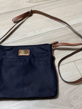 Calvin Klein Navy and Tan Crossbody Shoulder Bag